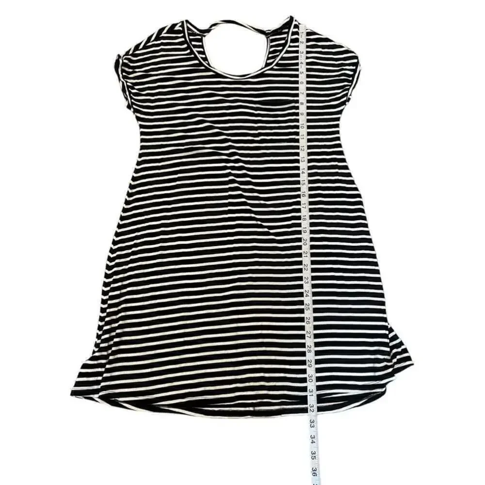 AMERICAN EAGLE Black & White Stripe Scoop Neck Short Sleeve Lightweight Dress XS - Picture 5 of 9